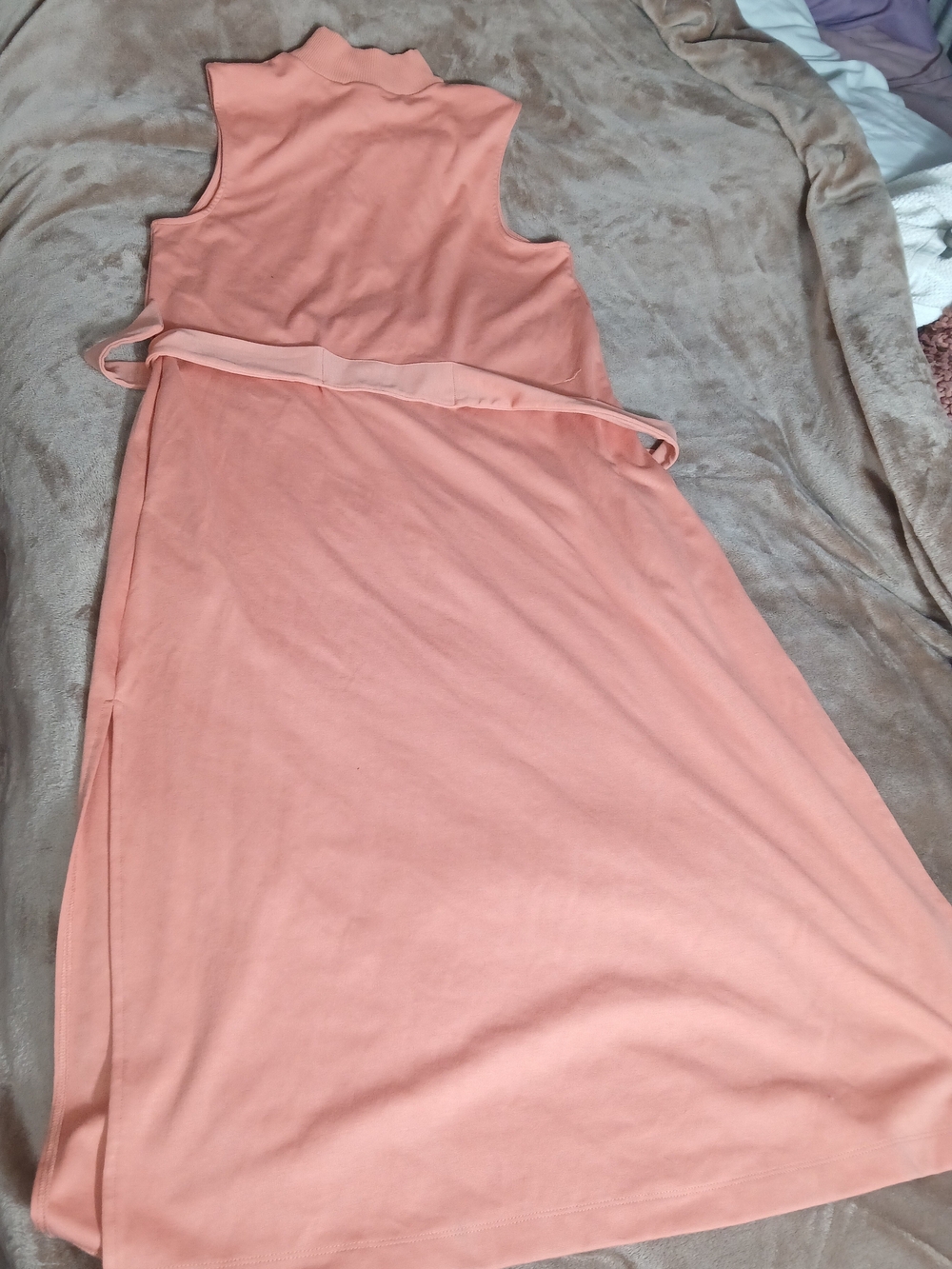 Prologue Sleeveless Mock Neck Maxi Dress in Coral